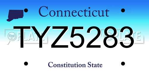 TYZ5283 Connecticut License Plate