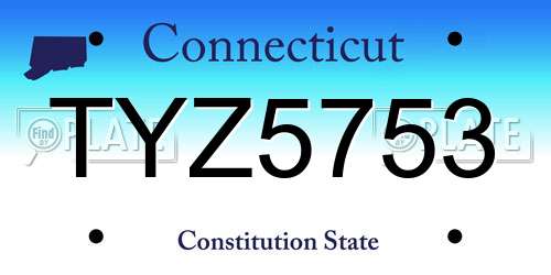 TYZ5753 Connecticut License Plate