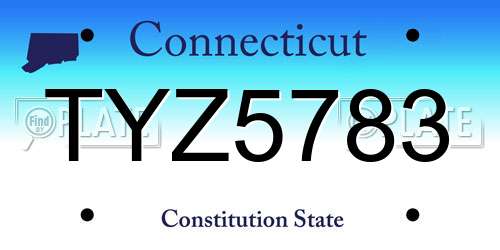 TYZ5783 Connecticut License Plate