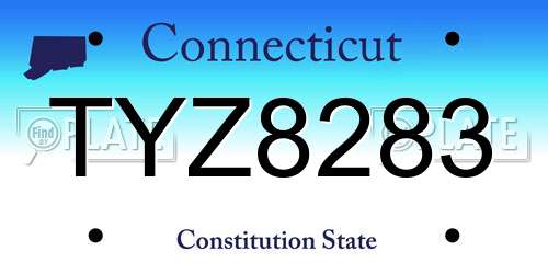 TYZ8283 Connecticut License Plate