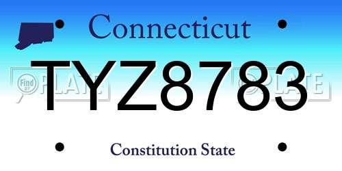 TYZ8783 Connecticut License Plate