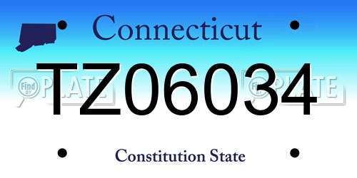 TZ06034 Connecticut License Plate