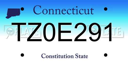 TZ0E291 Connecticut License Plate