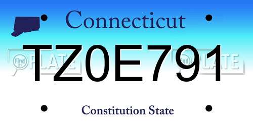 TZ0E791 Connecticut License Plate