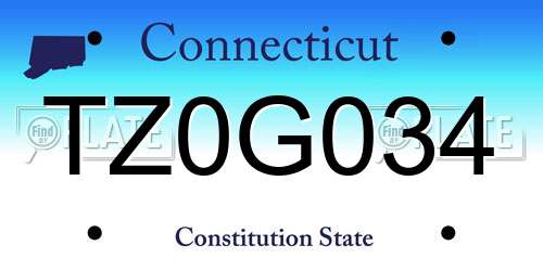 TZ0G034 Connecticut License Plate
