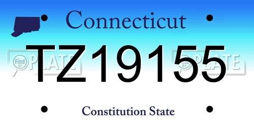 TZ19155 Connecticut License Plate