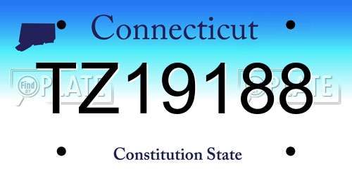 TZ19188 Connecticut License Plate