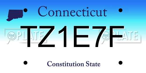 TZ1E7F Connecticut License Plate
