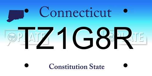 TZ1G8R Connecticut License Plate