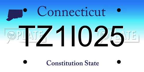 TZ1I025 Connecticut License Plate