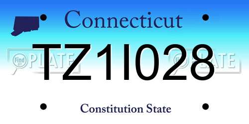 TZ1I028 Connecticut License Plate