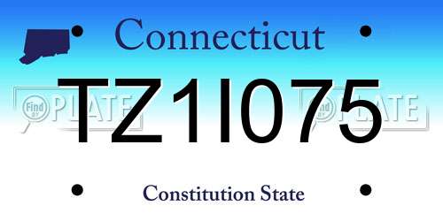 TZ1I075 Connecticut License Plate