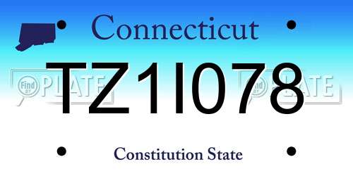 TZ1I078 Connecticut License Plate