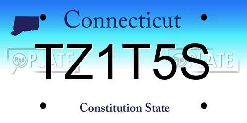 TZ1T5S Connecticut License Plate