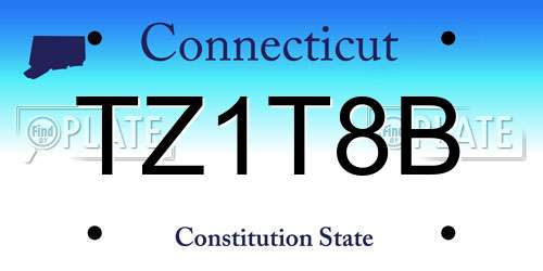 TZ1T8B Connecticut License Plate