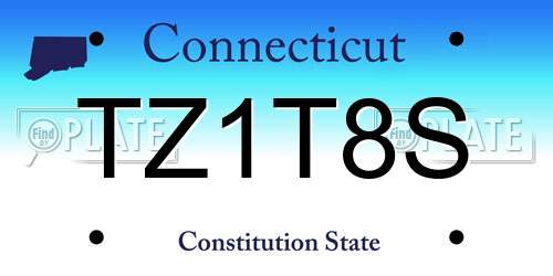 TZ1T8S Connecticut License Plate