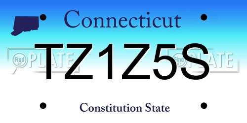 TZ1Z5S Connecticut License Plate