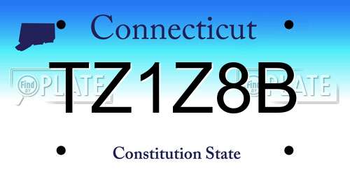 TZ1Z8B Connecticut License Plate