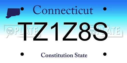 TZ1Z8S Connecticut License Plate