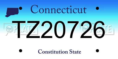 TZ20726 Connecticut License Plate