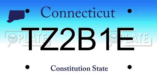 TZ2B1E Connecticut License Plate
