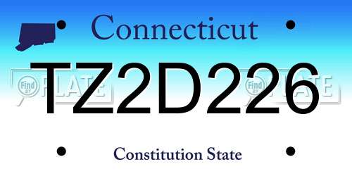 TZ2D226 Connecticut License Plate