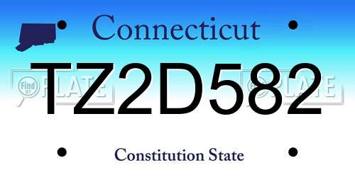 TZ2D582 Connecticut License Plate