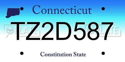 TZ2D587 Connecticut License Plate