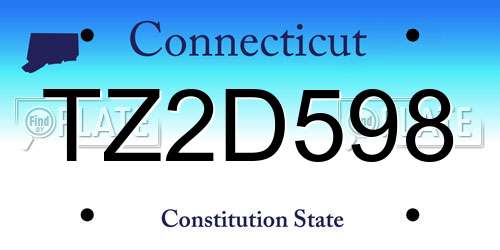 TZ2D598 Connecticut License Plate