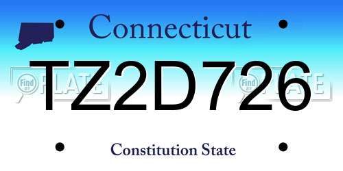TZ2D726 Connecticut License Plate