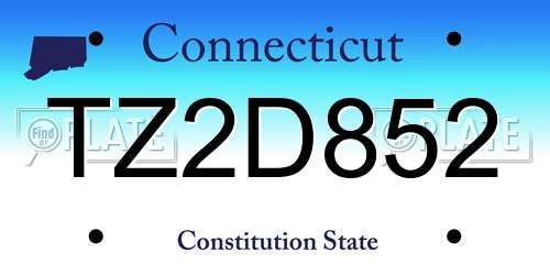 TZ2D852 Connecticut License Plate