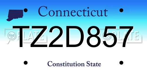TZ2D857 Connecticut License Plate