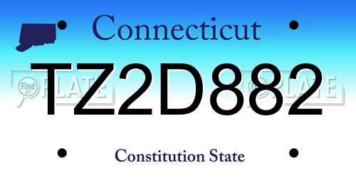 TZ2D882 Connecticut License Plate