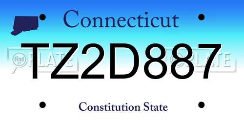 TZ2D887 Connecticut License Plate