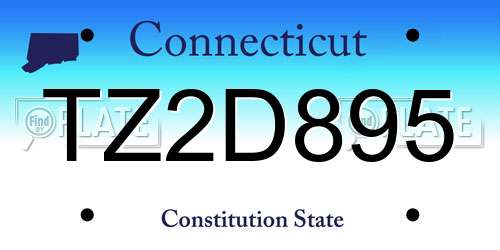 TZ2D895 Connecticut License Plate