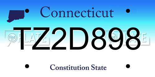 TZ2D898 Connecticut License Plate