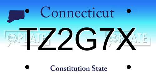 TZ2G7X Connecticut License Plate