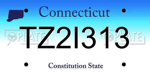 TZ2I313 Connecticut License Plate