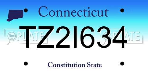 TZ2I634 Connecticut License Plate