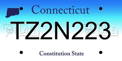 TZ2N223 Connecticut License Plate