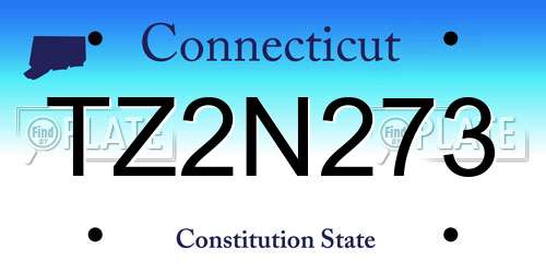 TZ2N273 Connecticut License Plate