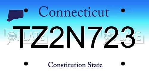 TZ2N723 Connecticut License Plate