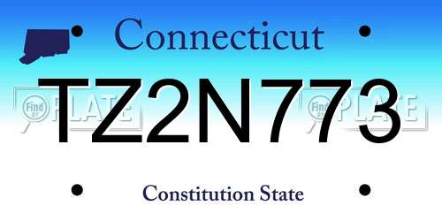 TZ2N773 Connecticut License Plate