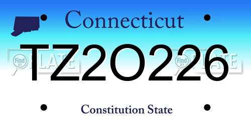 TZ2O226 Connecticut License Plate