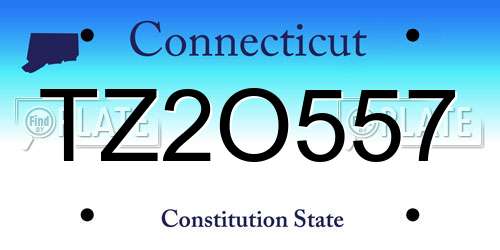 TZ2O557 Connecticut License Plate