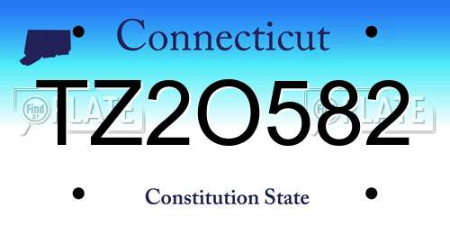 TZ2O582 Connecticut License Plate