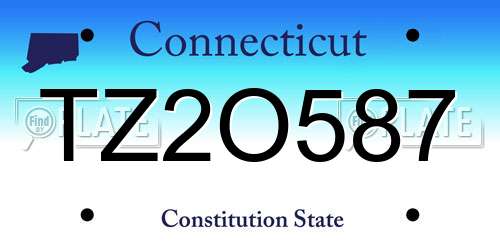 TZ2O587 Connecticut License Plate
