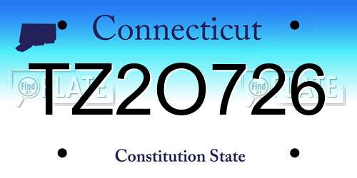 TZ2O726 Connecticut License Plate