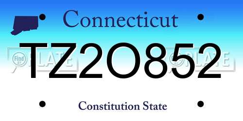 TZ2O852 Connecticut License Plate