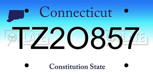 TZ2O857 Connecticut License Plate